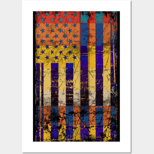 Retro American Flag Wall Art by Scar